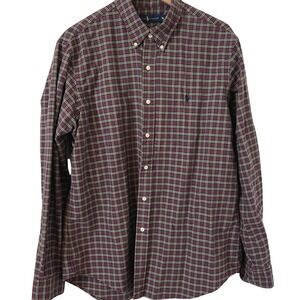 Ralph Lauren Long Sleeve Button Down Shirt XL Deep Purple-Red Green‎ Plaid